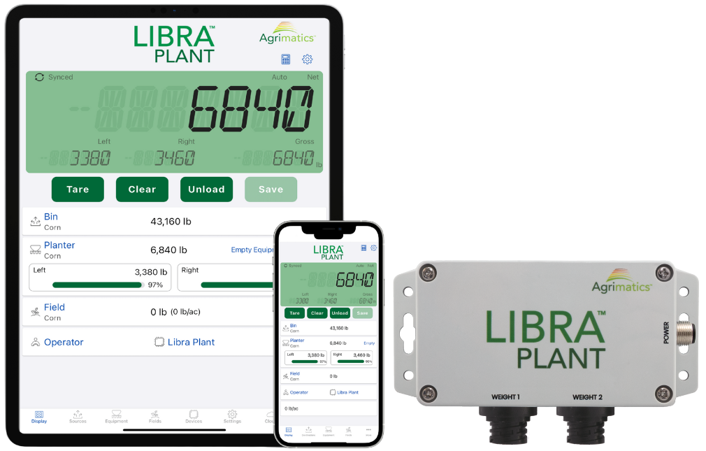 A picture of a tablet running Libra Plant and a Libra Plant M0110