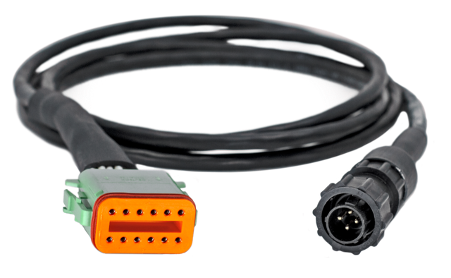 picture of a P0030 12-Pin adaptor cable with an orange deutsch plug.